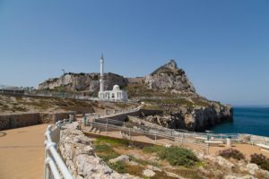 The view of the rock from Europa Point. O'Hara's Battery is on top of the peak on the right. 